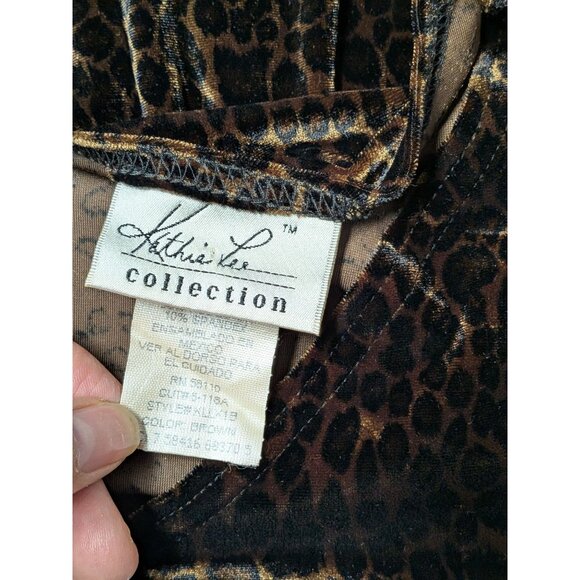 Vintage Kathie Lee Burnout Velvet Top Women Size XL Leopard Y2K Boho Office Glam - Picture 5 of 7